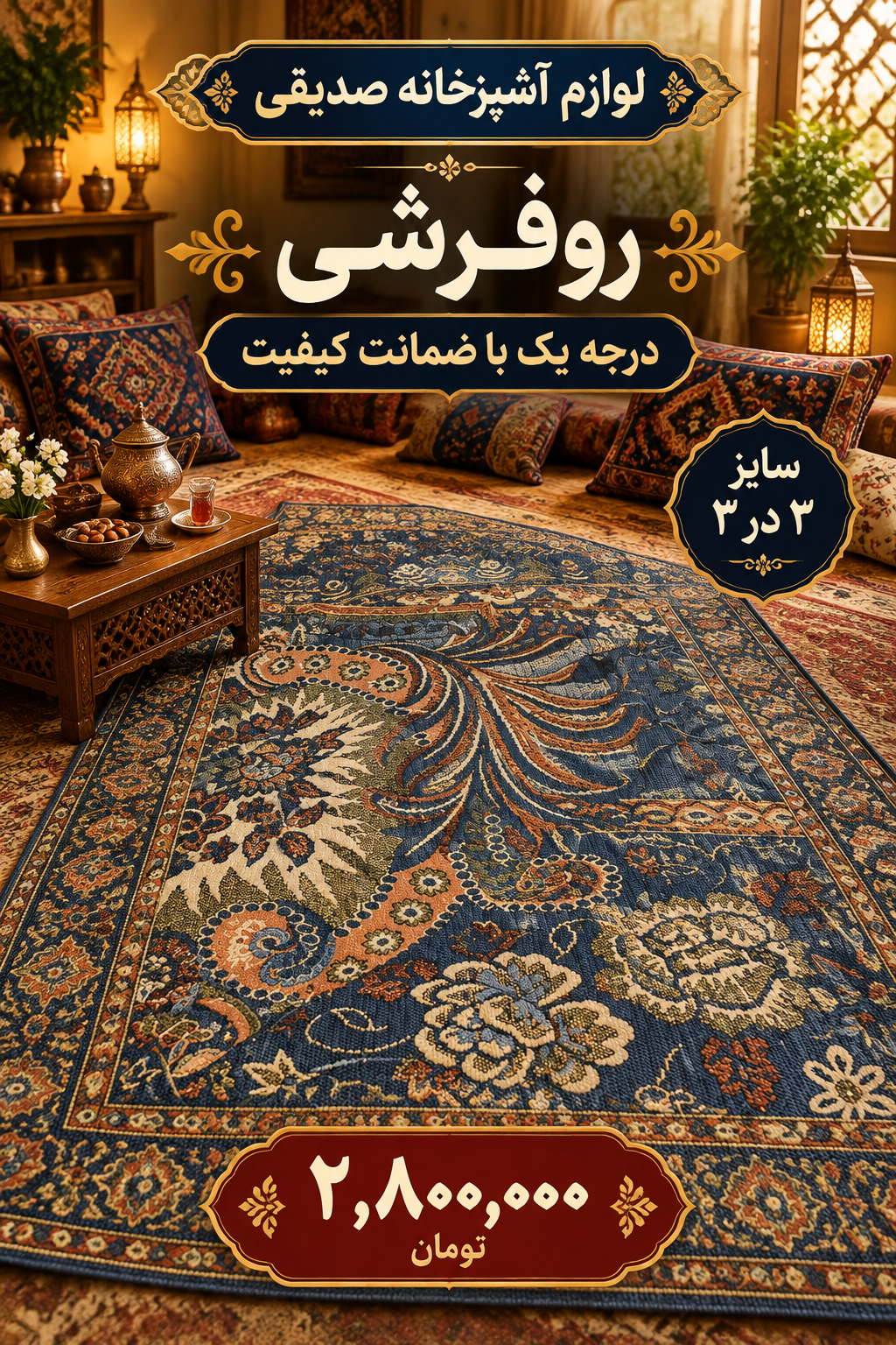 ✨ روفرشی درجه یک صادراتی (با ضمانت کیفیت) ✨ سایز 2 در سه!!!